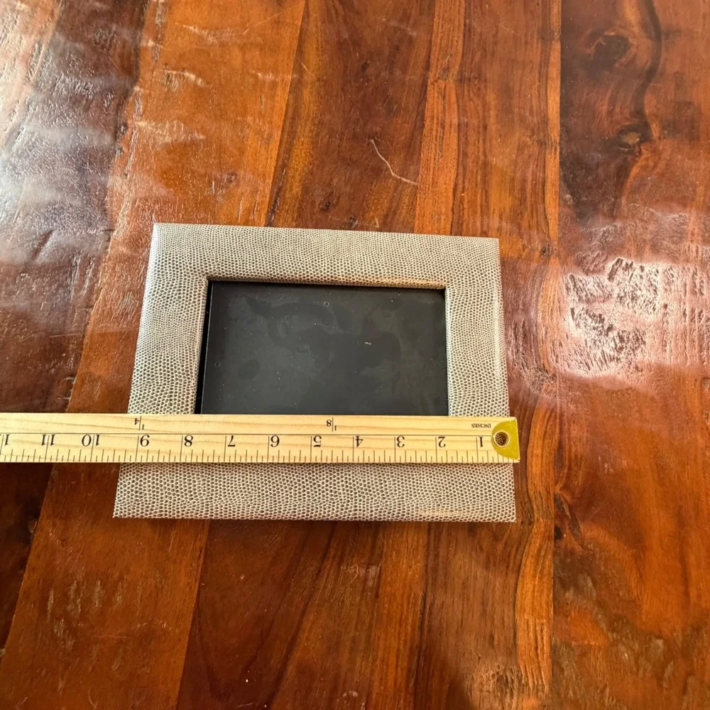 Nate Berkus Faux Lizard Skin Picture Frame Beige 4x6 Textured Tabletop Decor